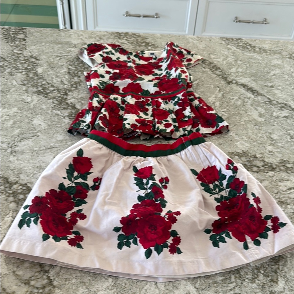 Janie and Jack Red Floral Kids Matching Set